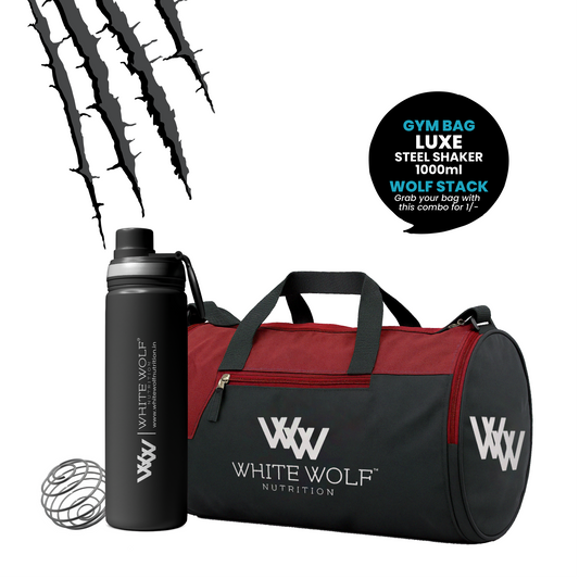 White Wolf Gym-Bag With Luxe Steel Shaker