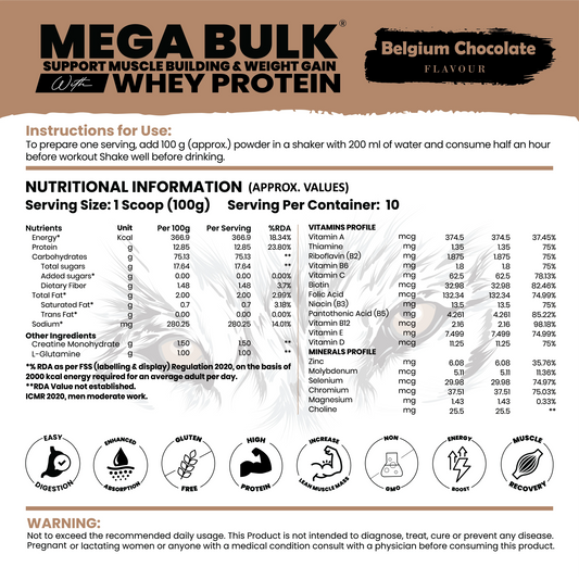 Mega Bulk Mass Gainer with Whey Protein