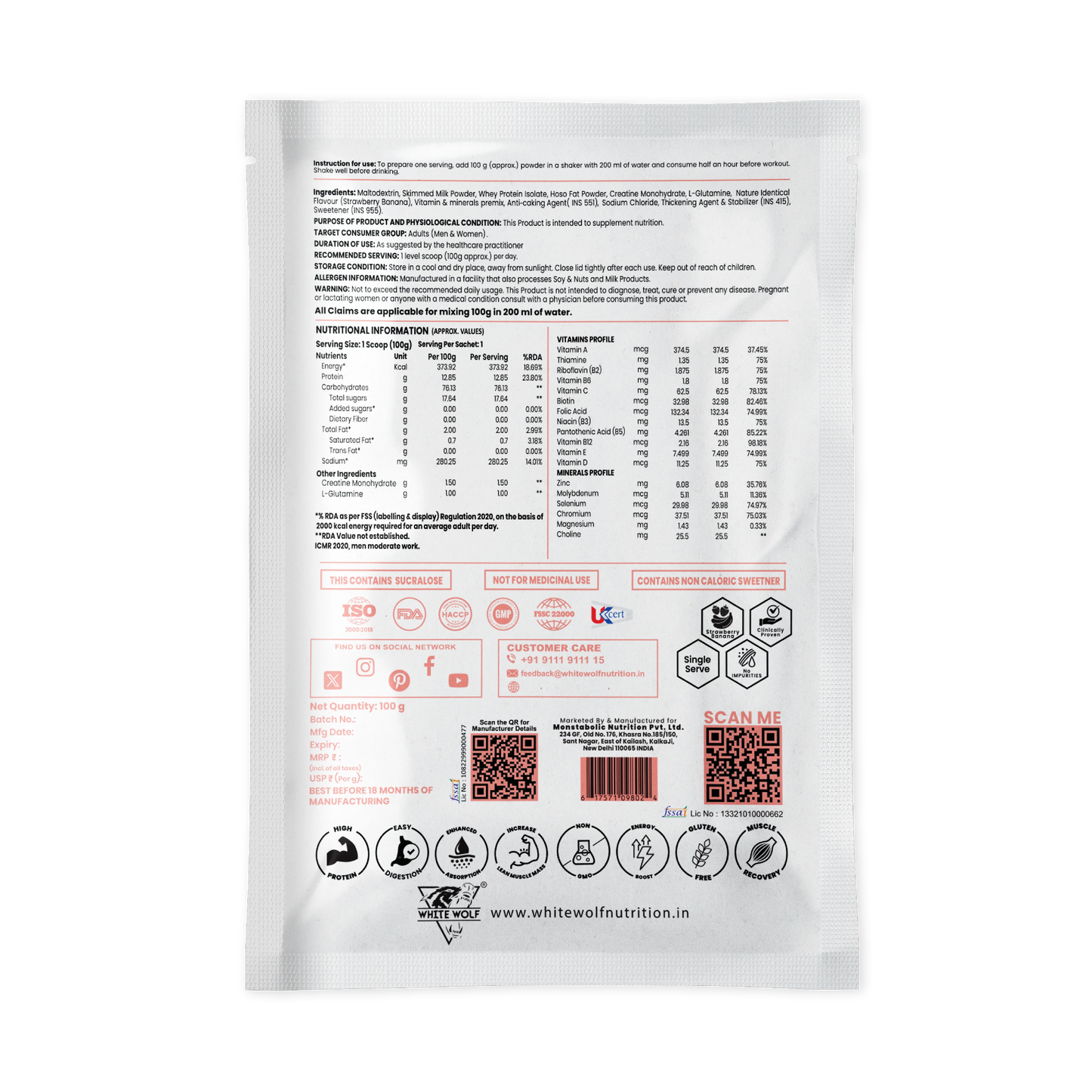 Mega Bulk Mass Gainer with Whey Protein Travel Pack