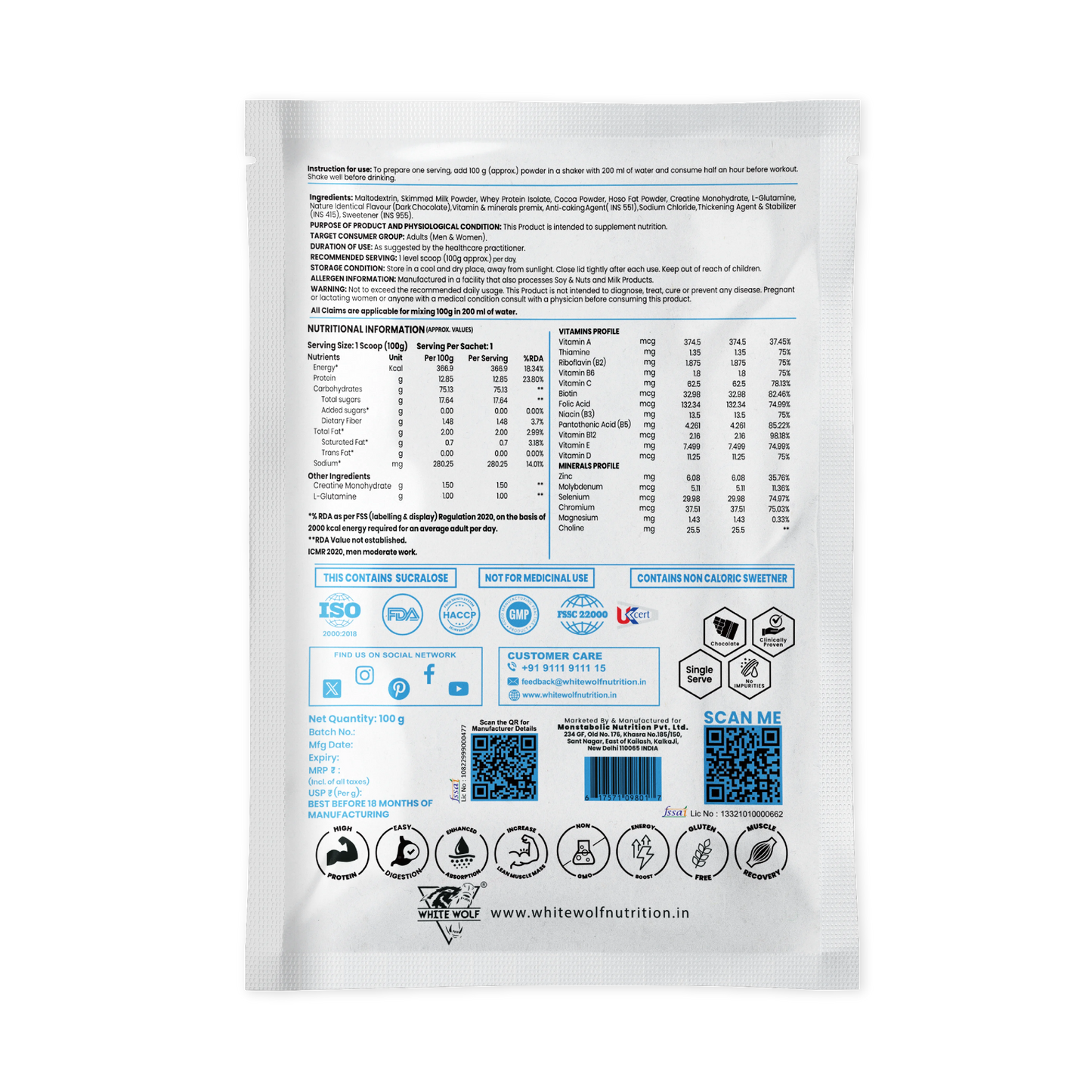 Mega Bulk Mass Gainer With Whey Protein Travel Pack