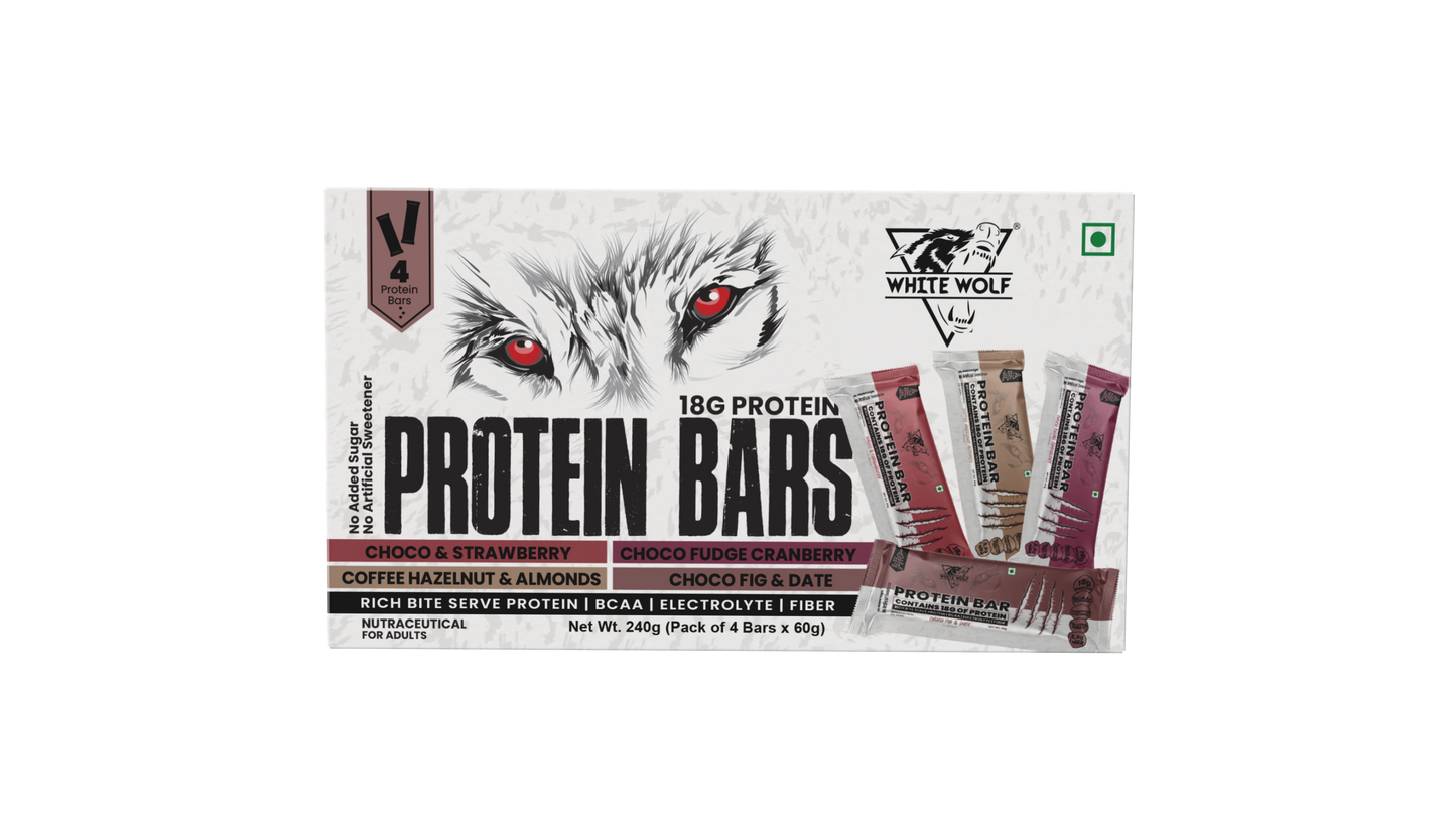 White Wolf Protein Bar (18g Protein) | No Added Sugar | BCAA, Fiber & Digestive Enzymes