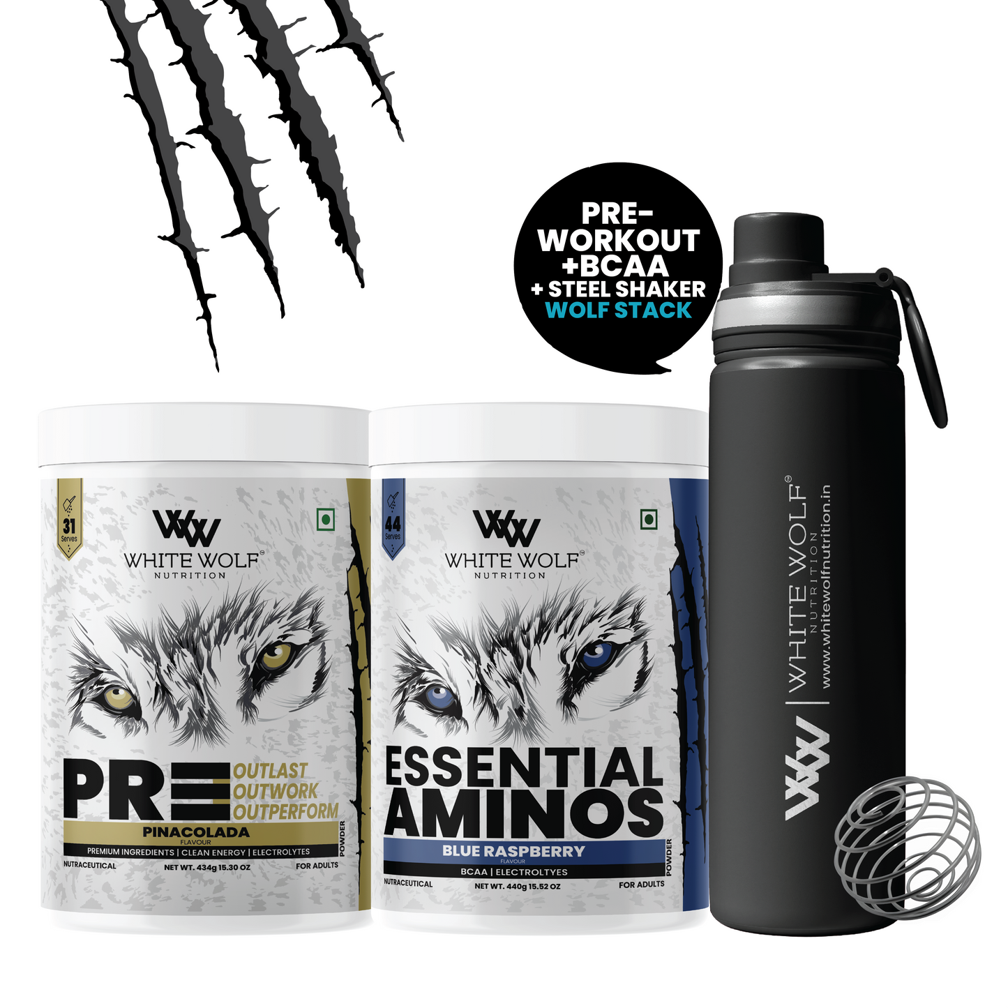 Pre-Workout + BCAA + Steel Shaker