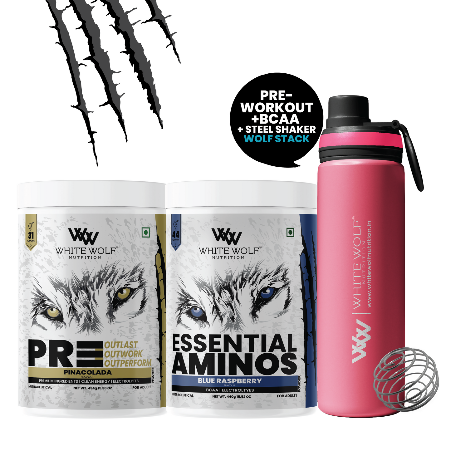 Pre-Workout + BCAA + Steel Shaker