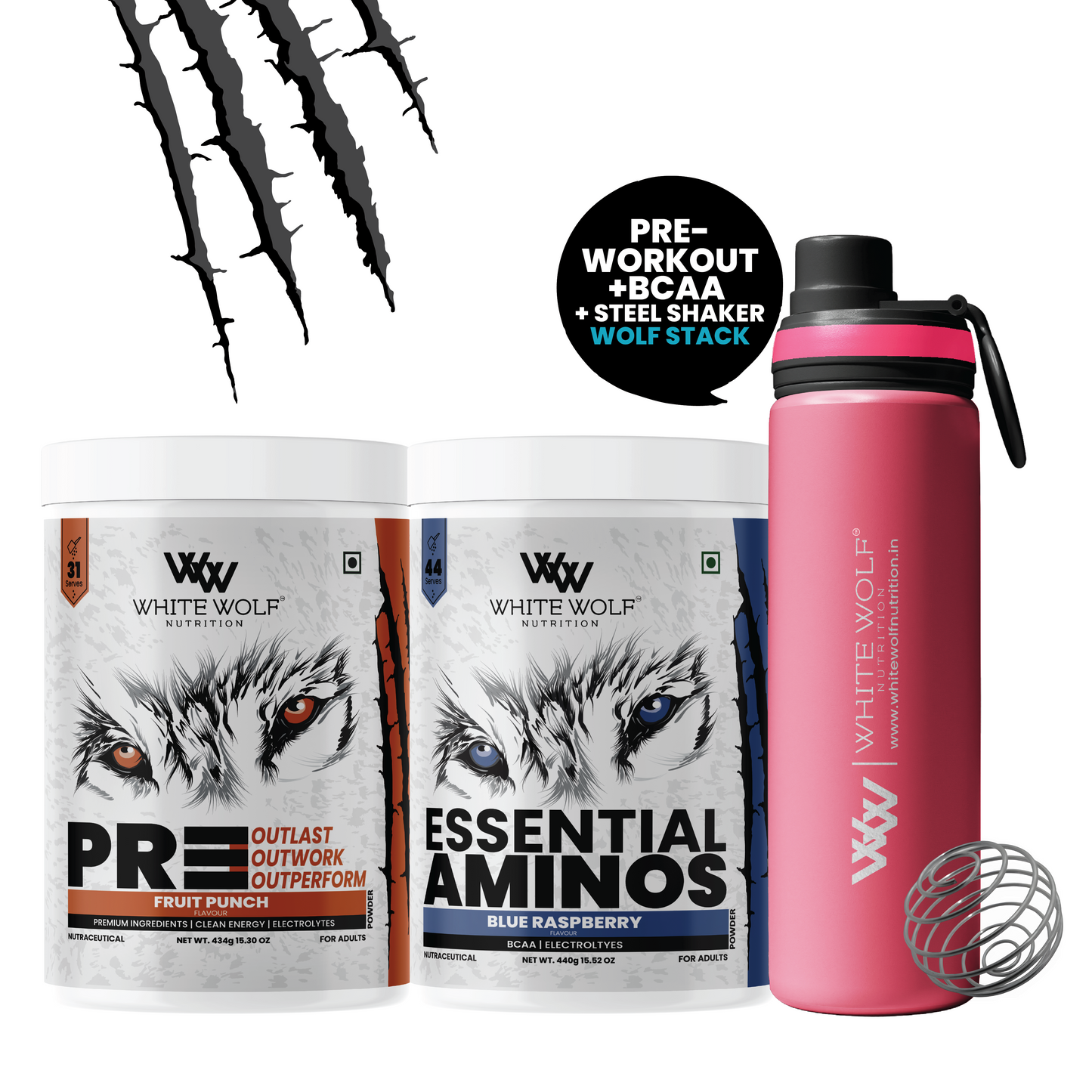 Pre-Workout + BCAA + Steel Shaker