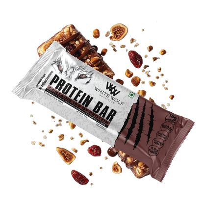 White Wolf Protein Bar (18g Protein) | No Added Sugar | BCAA, Fiber & Digestive Enzymes