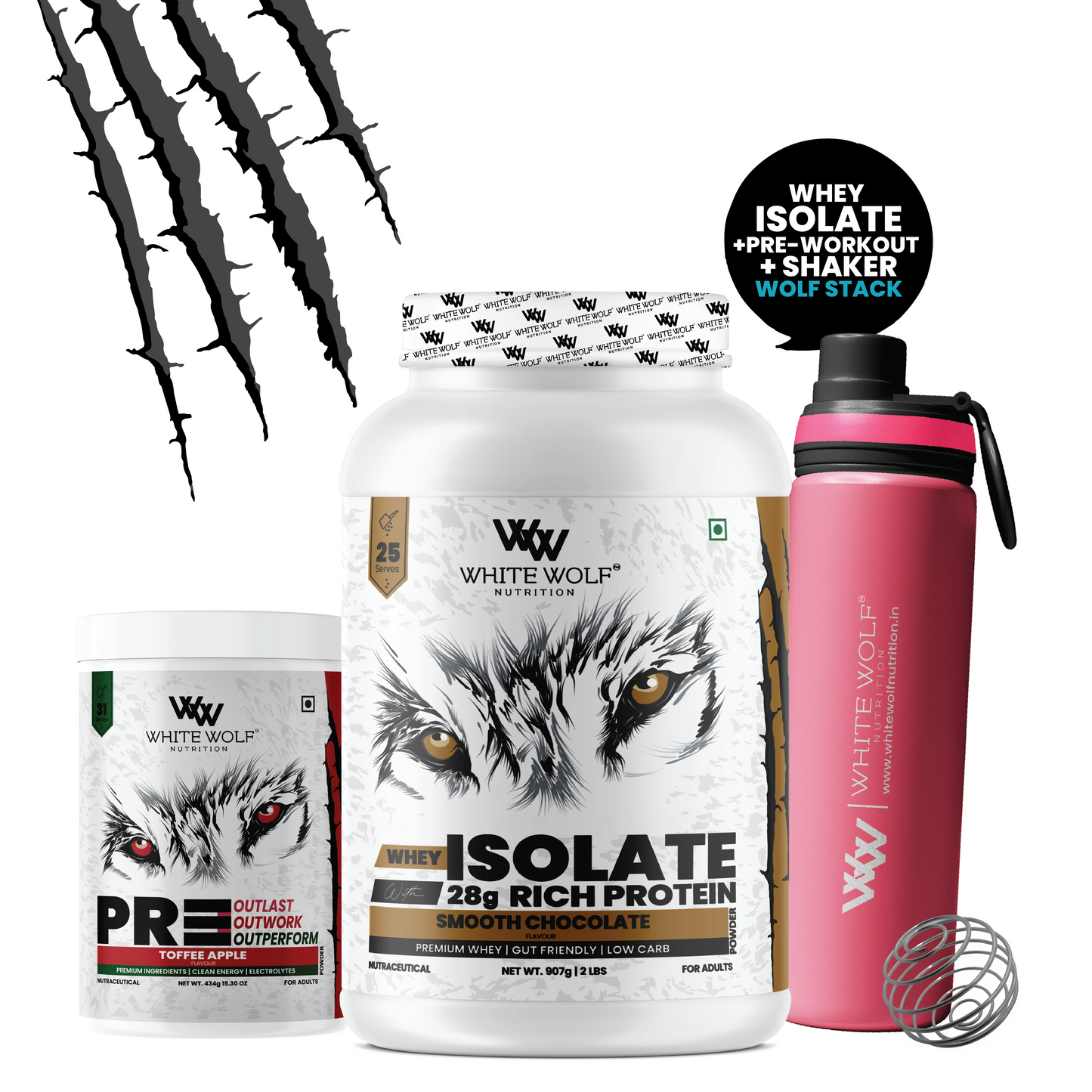 Isolate + Pre Workout + Steel Shaker