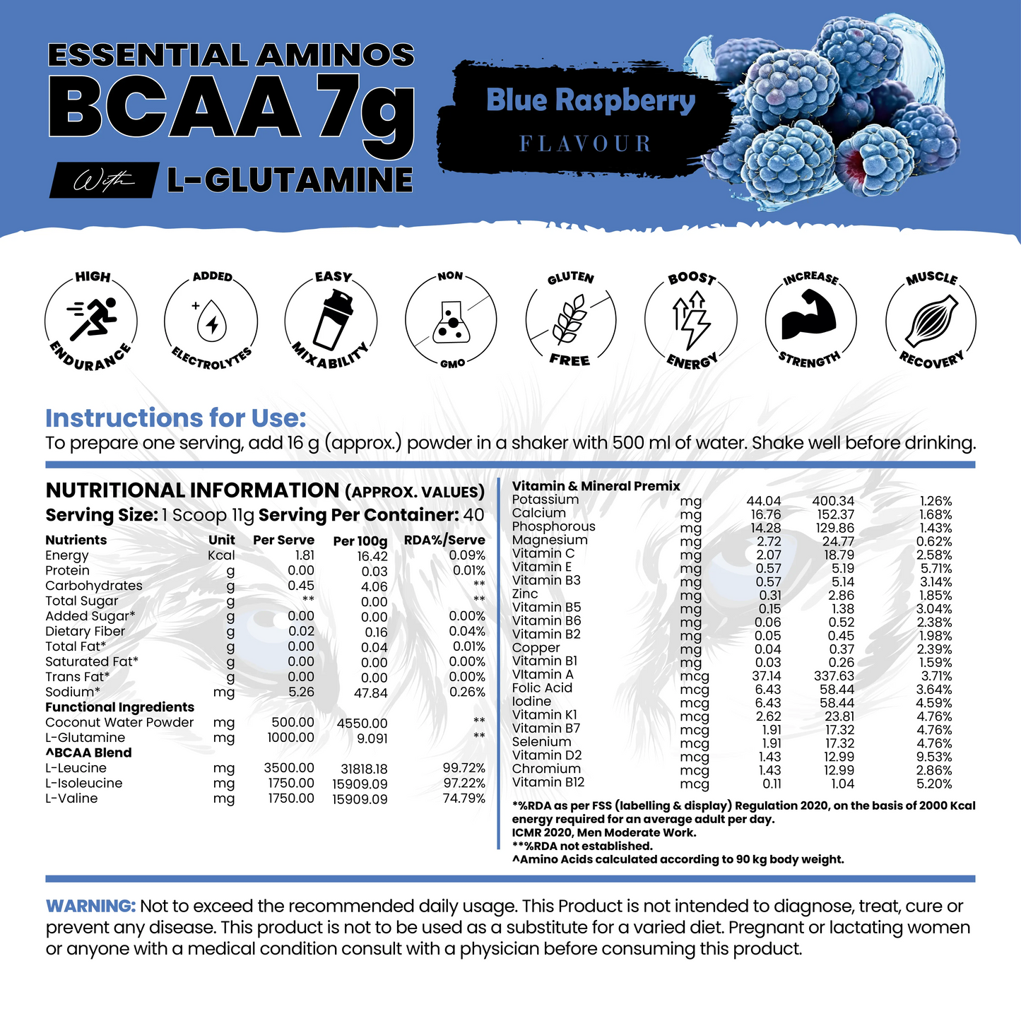 BCAA 7g With L-Glutamine ( 1g ) & Electrolyte