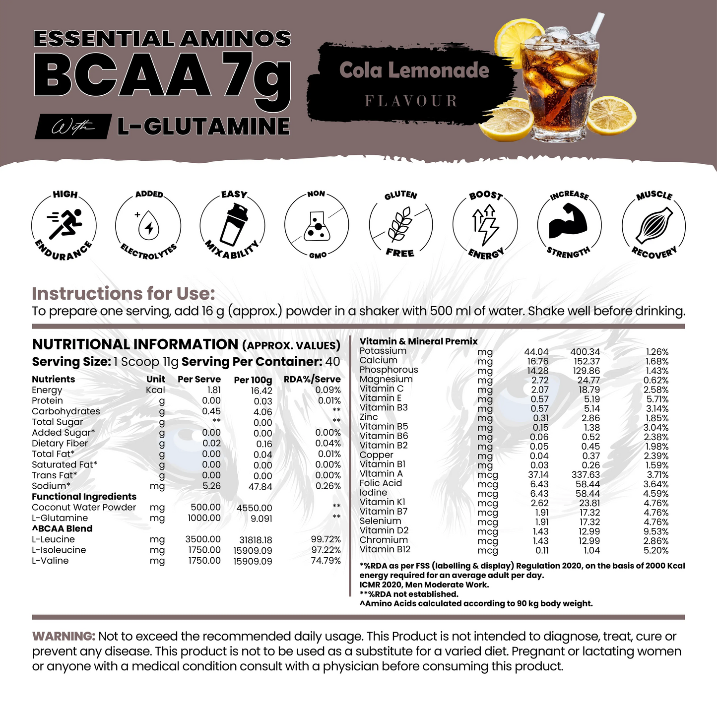 BCAA 7g With L-Glutamine ( 1g ) & Electrolyte