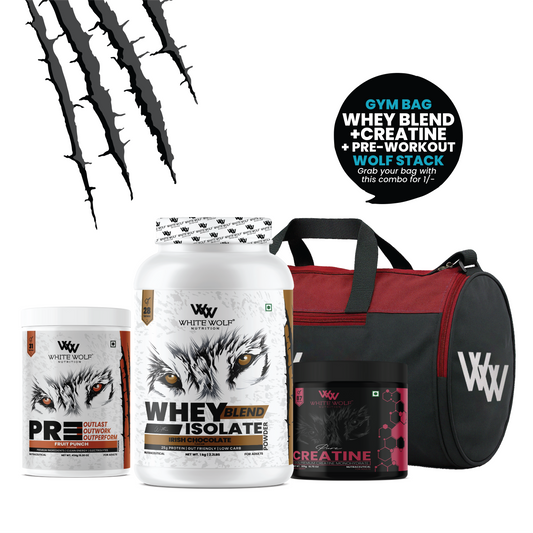 Whey Blend 1kg + Pre-Workout + Flavoured Creatine 305g + Gym Bag