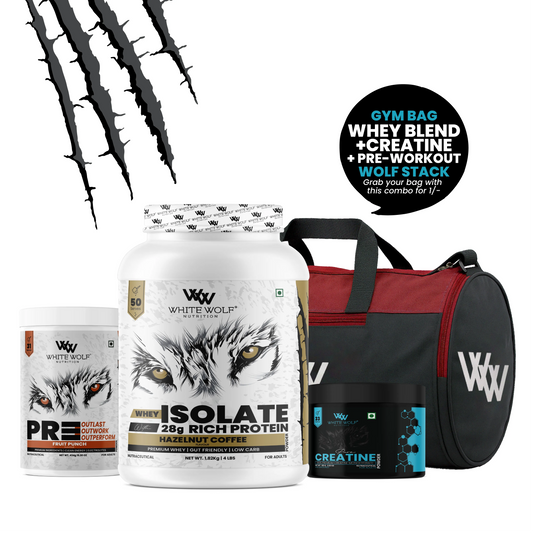 Whey Isolate   1.82kg + Pre-Workout + Unflavoured Creatine 100g With Gym Bag