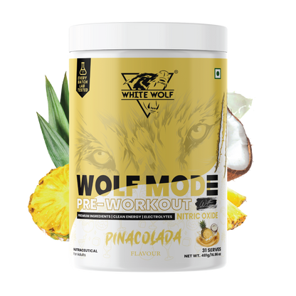 White Wolf - WOLF MODE PreWorkout With Nitric Oxide 15.5G/Serve | Power Mode On | Fuel Your Muscle | Pump Your Muscle 481G Pack