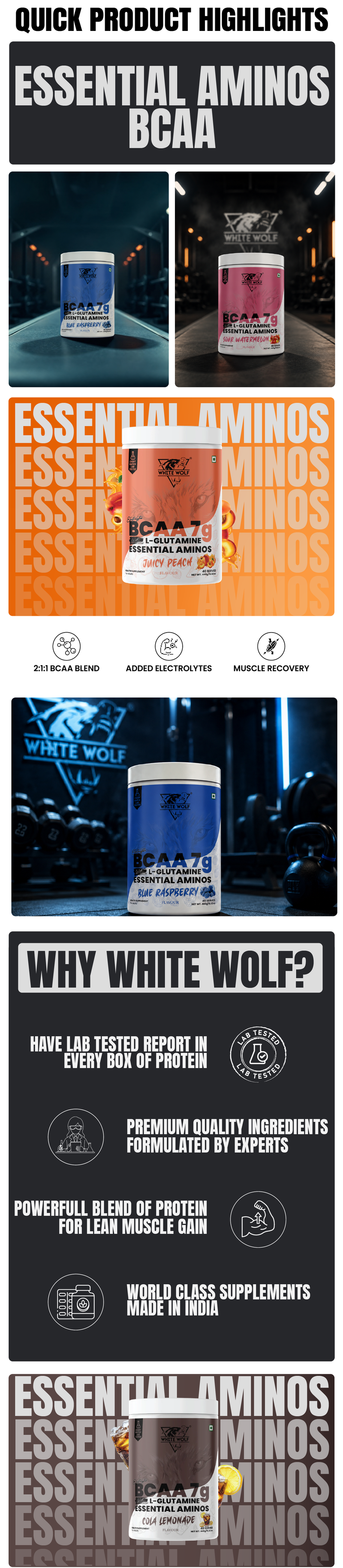 BCAA 7 g with L-Glutamine (1 g) & Electrolytes Highlights