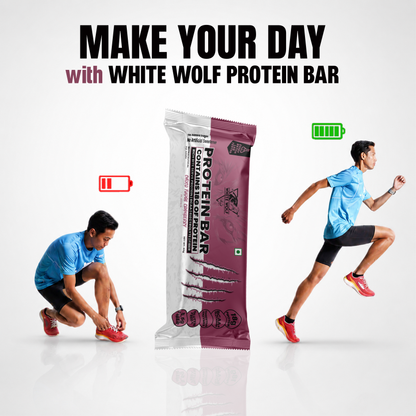 White Wolf Protein Bar (18g Protein) | No Added Sugar | BCAA, Fiber & Digestive Enzymes