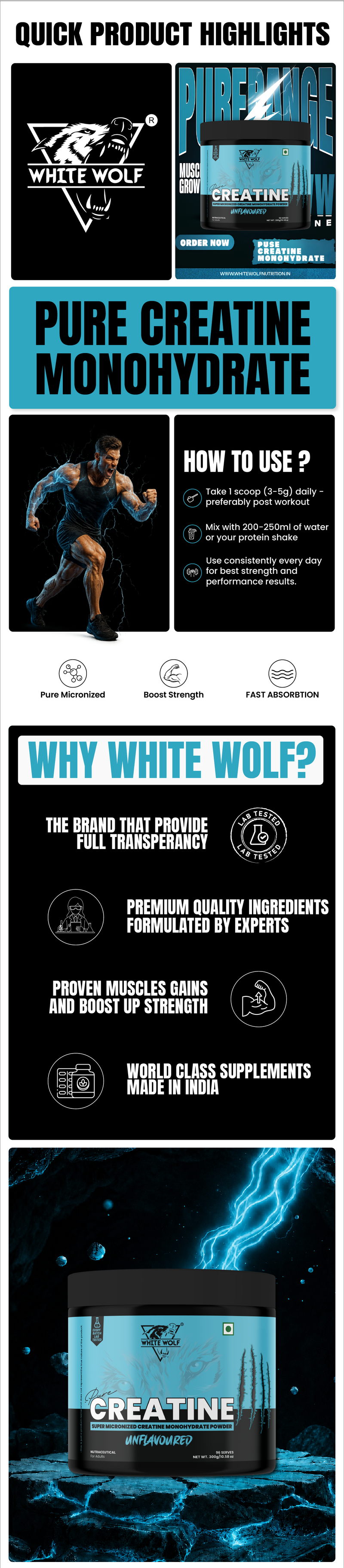 Pure Range Creatine Monohydrate Highlights