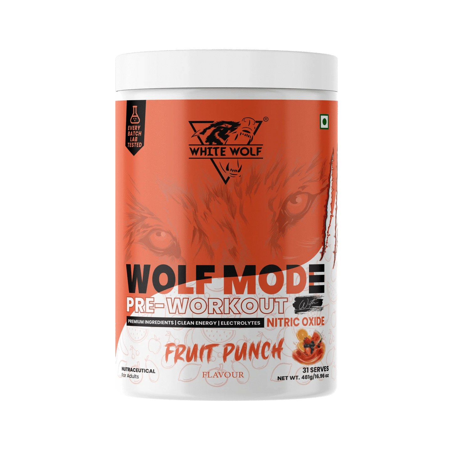 White Wolf - WOLF MODE PreWorkout With Nitric Oxide 15.5G/Serve | Power Mode On | Fuel Your Muscle | Pump Your Muscle 481G Pack